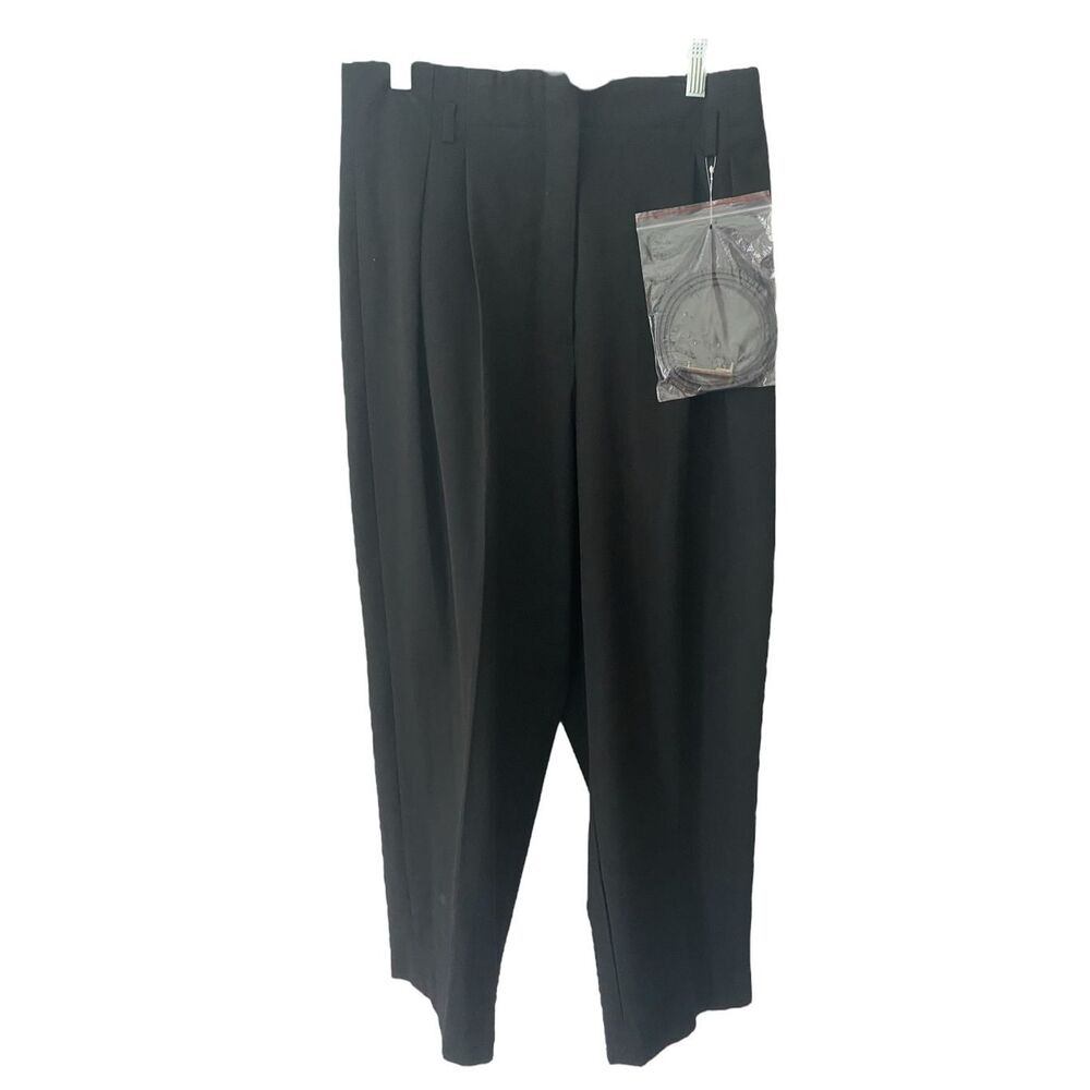 Ellen Tracy Women Belted Black High Waisted Pleated Dress Pants Size 8